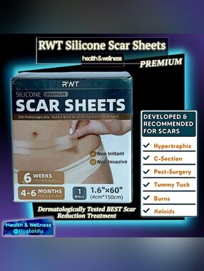 RWT Silicone Scar Sheets | Medical‑Grade Silicone Scar Tape | 1 Roll 1.6″ x 60″
